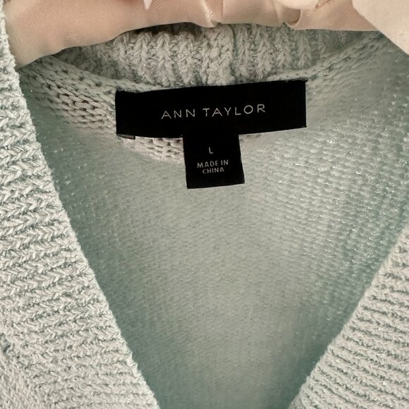 Ann Taylor Aqua Textured Boyfriend Cardigan Large - Picture 3 of 3